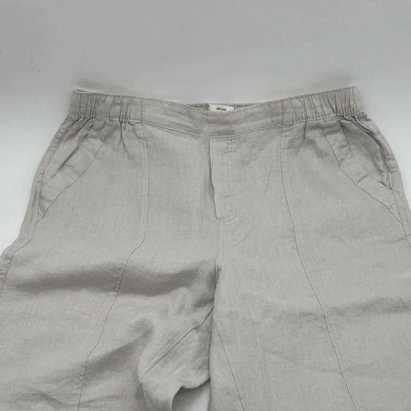 Nicole Miller 100% Linen Women's Pants Elastic Waist Pockets White Size XL - Picture 1 of 10
